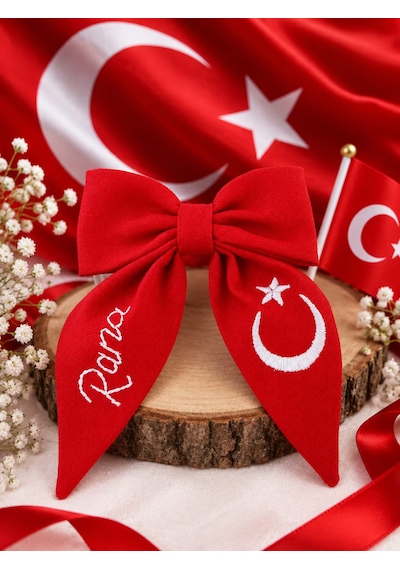 Puncho Nakışlı Fiyonk Toka Kırmızı