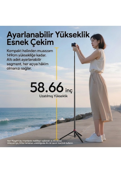 Ulanzi Mt-44 149cm 2si 1 Arada Hızlı Açılır Selfie Çubuğu Tripod Telefon Kamera Uyumlu - 2502e
