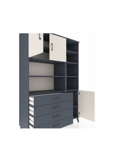 Hyperion Dolap 9 Raflı 4 Çekmeceli 3 Kapaklı 132x44x195 Antrasit-aytaşı/antrasit Aytası/antrasıt Hyperion Dolap 9 Raflı 4 Çekmeceli 3 Kapaklı 132x44x195 Antrasit-aytaşı/antrasit Aytası/antrasıt