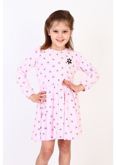 Toontoy Kız Çocuk Komple Kelebek Desenli Elbise Açık Pembe