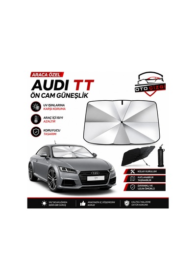 Audi Tt Şemsiye Tip Ön Cam Güneşliği Katlanabilir Uv Korumalı Araç Cam Güneşlik