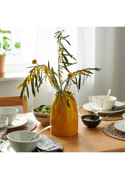Ikea Kopparbjörk Seramik Vazo 21 Cm Sarı