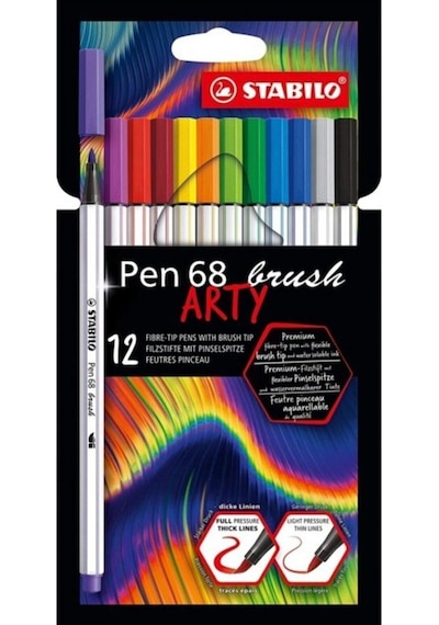 Stabilo Keçe Uçlu Boya Kalemi Pen 68 Brush Arty 12 Renk Çok Renkli