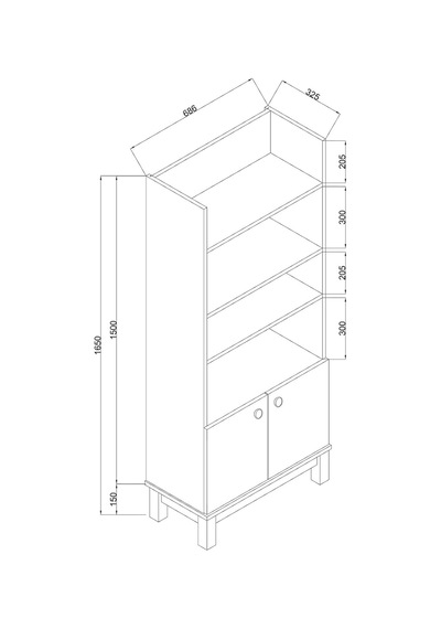 Tr 1959 Mystıc Kitaplık 165 X 69 Cm Sepet-beyaz Diğer