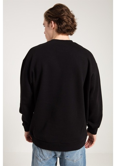 Jahr Marc Asit Yıkamalı Siyah Oversize Erkek Sweatshirt Siyah