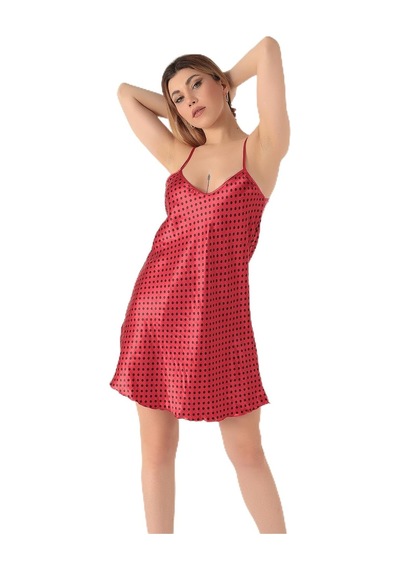 İnce Askılı Mini Saten Gecelik,kırmızı S/m,33164252 Açık Bej - Beyaz