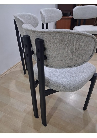 Sandalye 90604 Eliza Model Metal Siyah Ayak 4ad Keten Kumaş Ortopedik Oturum Siyah