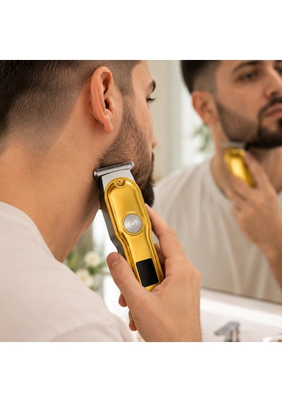 Profesyonel Saç Sakal Tıraş Makinesi T Bıçaklı Turbo Modlu Led Ekranlı 3 Taraklı Şarjlı