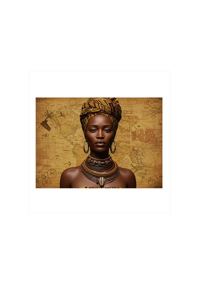 Afrikalı Kraliçe Portresi Art Mdf Tablo