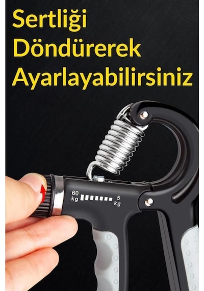 Sayaçlı 5-60 Kg Ayarlanabilir El Bilek Kas  Yay Siyah