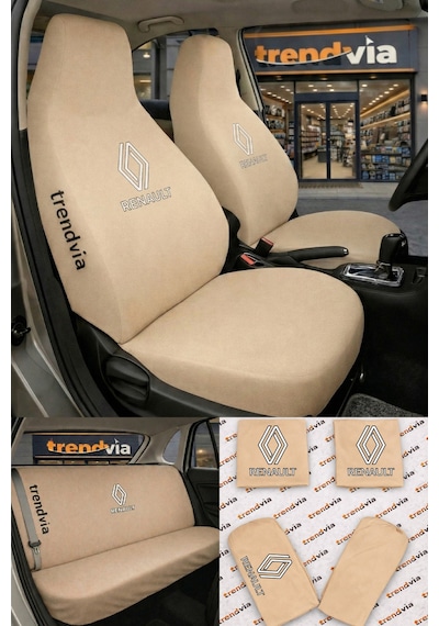 Renault Yeni Logolu Oto Koltuk Kılıfı Ön Arka Set Penye Universal Koltuk Koruyucu Servis Kılıfı 38313704