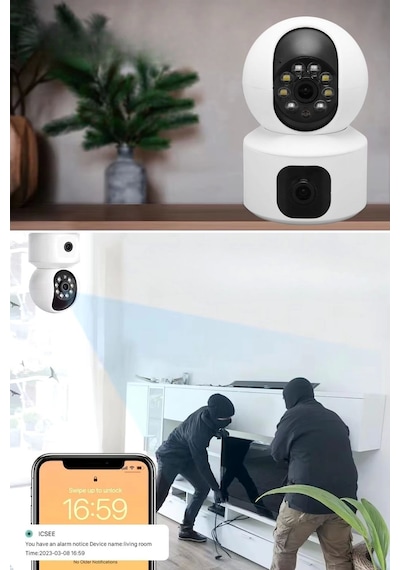 Yosee Uygulama Çift Kameralı Wifi Bağlantılı Gece Görüşlü Ev Tipi Güvenlik Kamerası