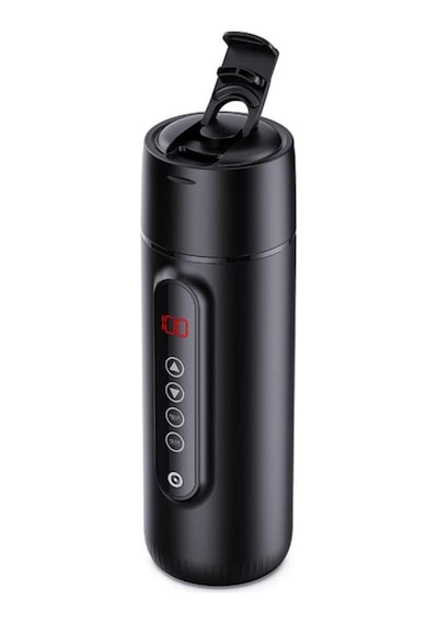 Coofbe Paslanmaz Çelik 470ml Araç Su Isıtıcı Taşınabilir Termos Dijital Ekranlı Araç Su Isıtıcı Kattle