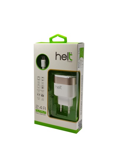 Helt HT-12 2 Çıkışlı 10 W 2400 Mah Micro Kablo + Şarj Aleti - Gold