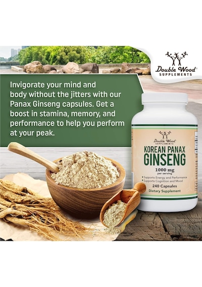Double Wood Ginseng Korean Red Extract 1000mg 240 Veg Capsu...
