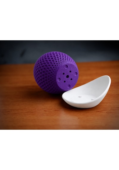 3d Baskı Küre Saksı - Kafes Dokulu İki Parçalı Dekoratif Saksı - Mor-beyaz