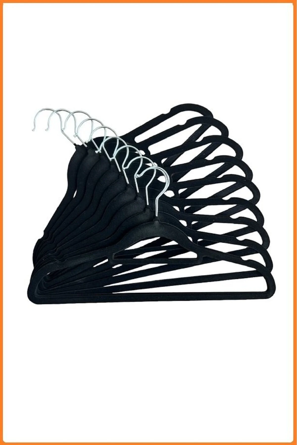 Kadife Askı, Pantolon Askısı, Elbise Askısı, Yüksek Kalite Kadife Kıyafet Askısı, 41 Cm, 10 Adet Siyah