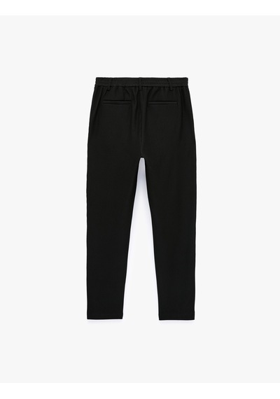 Koton Pileli Dokulu Cepli Slim Fit Pantolon Siyah 7wam40004hk
