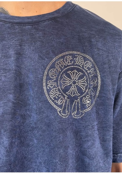 Zaee Vintage Washed Taşlı Oversize T-shirt Lacivert