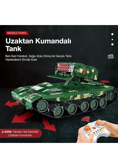 Reobrix 55027 Füze Tank Kumandalı&motorlu Yaratıcı Yapı Blok Seti Building Blocks Missile Tanks - 1449 Parça