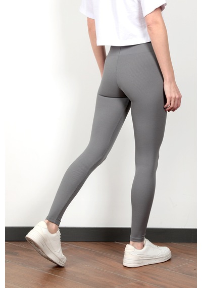 Giysa Toparlayıcı Gri Kadın Kaşkorse Fitilli Spor Yoga Tayt - 4102 Koyu Gri