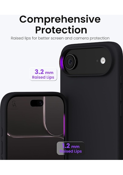 Apple Uyumlu iPhone 17 Air Içi Kadife Lansman Kılıf Ve 5d Tam Kaplayan Cam Ekran Koruyucu Siyah