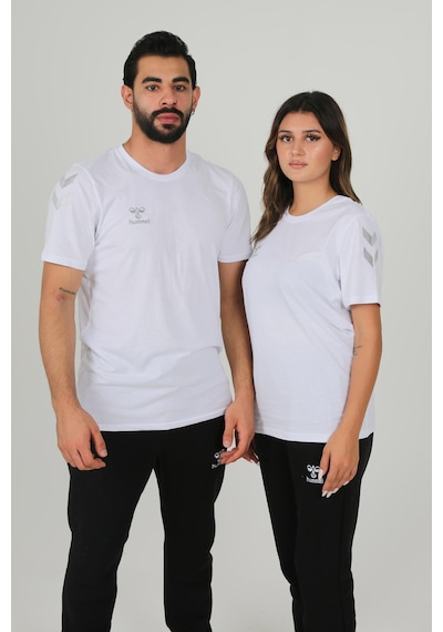 Hummel Armin Pamuklu Bisiklet Yaka Tişört Beyaz Kırmızı