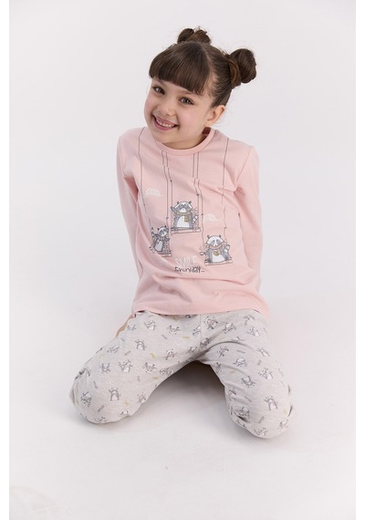 Rolypoly Smile Every Day Pudra Kız Çocuk Pijama Takımı 5274-28267 Pudra