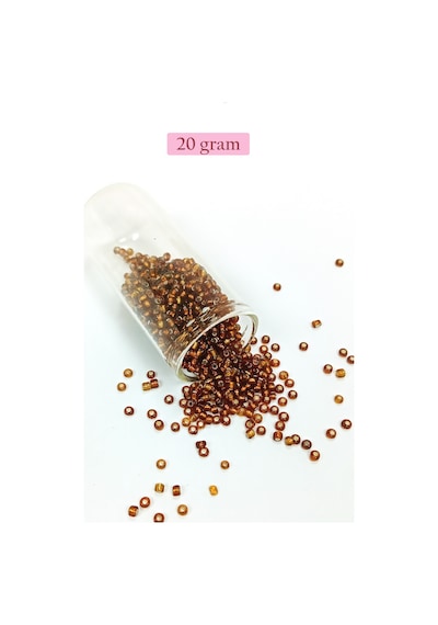 Dökme Cam Kum Boncuk 8/0 3 Mm - 20 Gram - Şeffaf Kahve - Bnc157