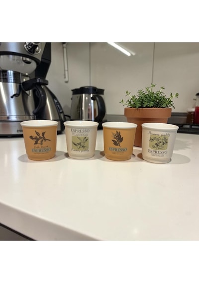Art 4'lü Espresso Bardağı 90cc , Kulpsuz Kahve Fincanı Renkli