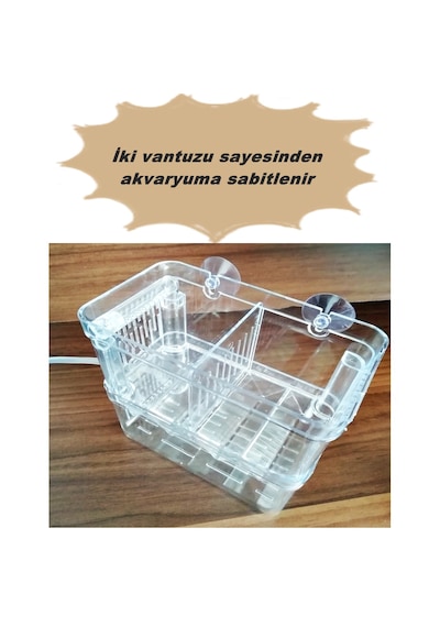 Çok Fonksiyonlu Çift Bölmeli Akvaryum Balık Yavruluğu Akvaryum Yavruluk 13.5 x 7.5 x 14 CM
