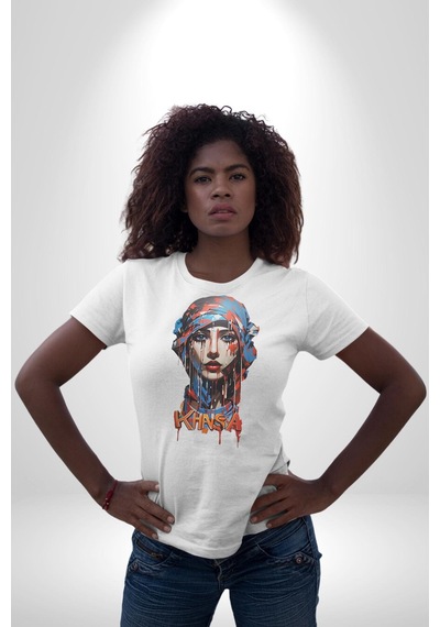 Khansa Eşarp Kadın Tasarımı Unisex Unisex Beyaz Organik Baskılı T-shirt Penye Yüksek Kalite Beyaz
