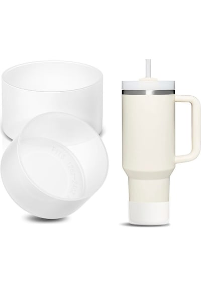 Quencher - Iceflow - Lumin - Yeni Nesil Pipetli Termos Aksesuarı Kalın Silikon Taban Koruyucusu Beyaz