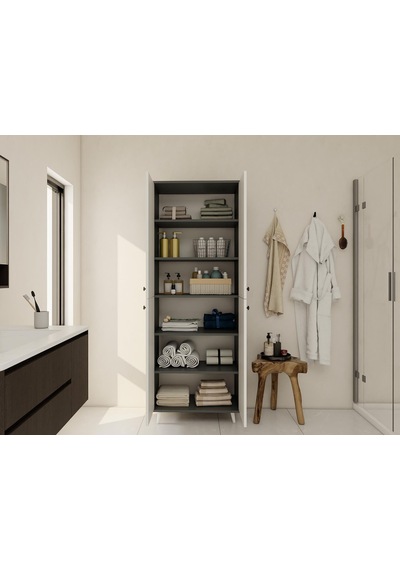 Vadi Çok Amaçlı Banyo/kiler Dolabı Koyugri-beyaz Renk Koyu Gri