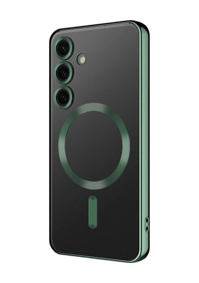 Galaxy S24 Kılıf Kamera Korumalı M-safe Wireless Şarj Özellikli Zore Demre Kapak Koyu Yeşil