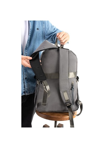 Ventis Unisex Okul Çantası Lise Ortaokul Kalemlikli 2'li Set Sırt Çantası 43 30 Cm Çok Cepli Vnt7-d Gri