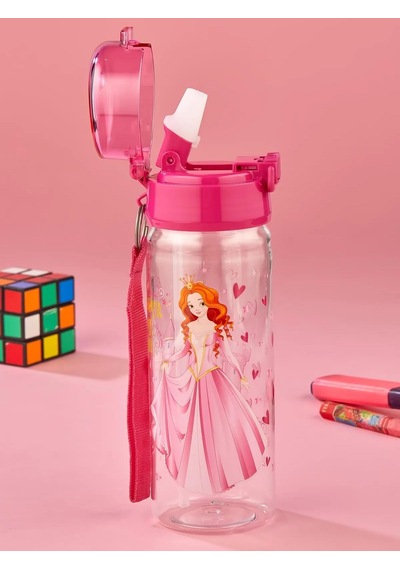 Pembe Presnes Suluk 500 Ml - Çocuk Suluk, Matara, Pipetli Suluk, Askılı Suluk Kızlı Matara