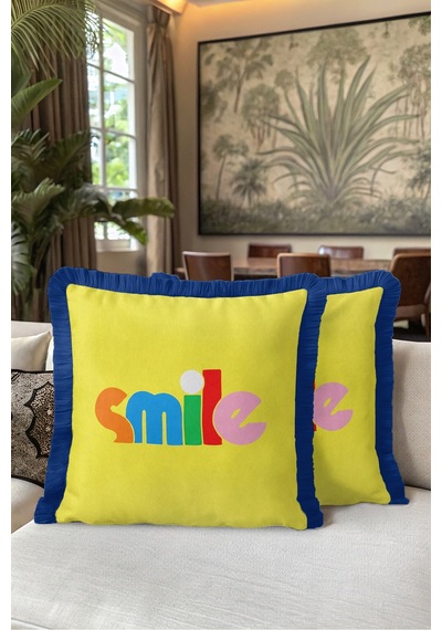 Smile Yazılı Pop Art Retro Saçaklı Yastık Kılıfı - Renk Bloklu Sarı Lacivert Püsküllü Kırlent Kılıfı Derin Düş Opal Smile Yazılı Pop Art Retro Saçaklı Yastık Kılıfı - Renk Bloklu Sarı Lacivert Püsküllü Kırlent Kılıfı Derin Düş Opal