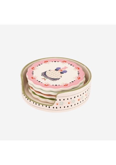 Cath Kidston Pembe Mantar Bardak Altlığı 10 Cm