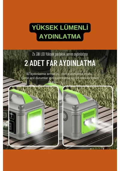 128.000 Mah 600 Watt Güç İstasyonu Ve 100 Watt 18 Volt 5.5 Amper Güneş Paneli Tam Uyumlu İkili Set