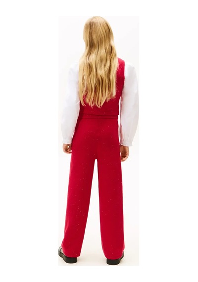 Tommy Hilfiger Sequin Wide Leg Drawstring Trousers Kırmızı Kız Çocuk Pantolon
