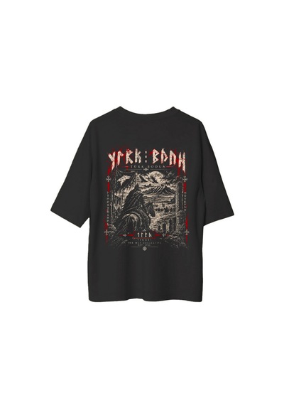 Themgscollective The Mgs Collective Türk Bodun Oversize Baskılı Unisex Siyah T-shirt 01-siyah