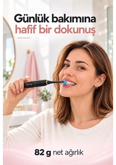Exenar - Siyah - Şarjlı Elektrikli Diş Fırçası Dupont Yumuşak Kıllı 6 Mod 4 Yedek Başlıklı Ipx7 Su Geçirmez