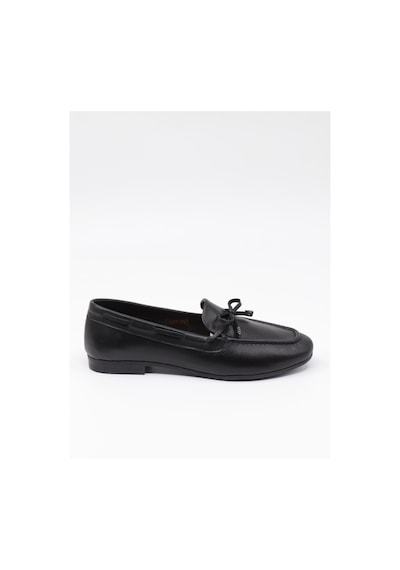 Nesilshoes Eliz 25216 Siyah Hakiki Soft Deri Fiyonklu Kadın Ayakkabı