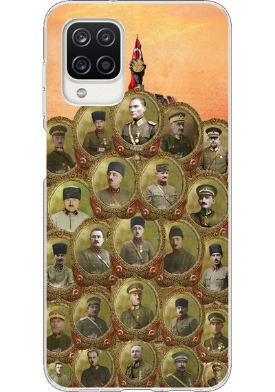 Samsung Galaxy A12-m12 Uyumlu Atatürk Ve Kurtuluş Savaşı Komutanları Baskılı Silikon Kılıf Renkli