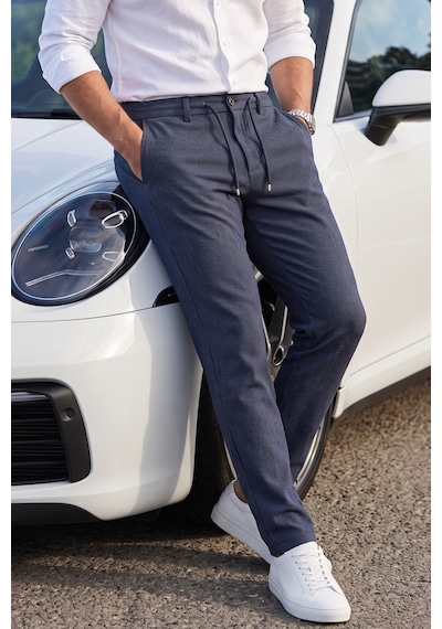 Rizzup Erkek Slim Fit Çizgili Koyu Lacivert Kumaş Pantolon İpli Esnek Bel Likralı Spor Pantolon 2700240 Rizzup Erkek Slim Fit Çizgili Koyu Lacivert Kumaş Pantolon İpli Esnek Bel Likralı Spor Pantolon 2700240