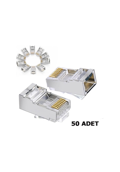 Cat6 Metal Rj45 Jack Konnektör Uç Ethernet Modem Jak 50 Adet
