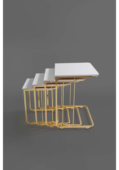 Tekerlekli Veys Sehpa Gold 4 Lü Zigon Sehpa - Orta Sehpa - Yan Se (550696638)
