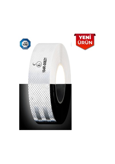 Reflektiv Petekli Fosfor Bant, Belgeli 5.5cm X 50m - Beyaz 6058