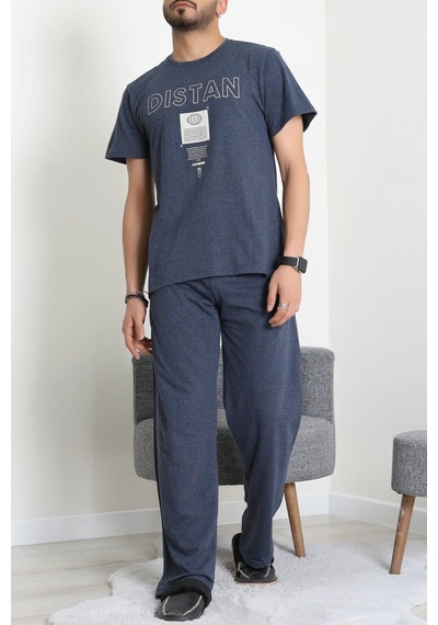 Modi Kısa Kollu Süprem Erkek Pijama Takımı İndigo - 70946.1961. Açık Bej - Siyah